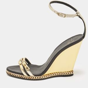 Giuseppe Zanotti Gold and Black Chain Wedges